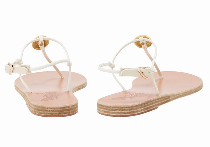 Ancient Greek Sandals Dimitra Flip Flop Women Back-Strap Sandals White | YDE6636QV