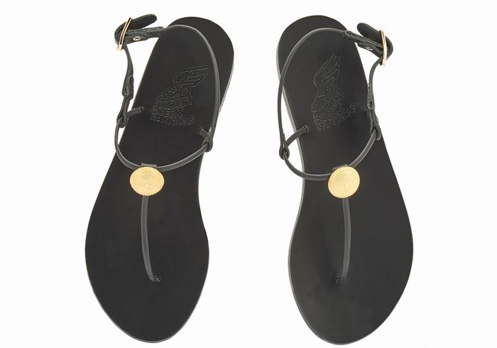 Ancient Greek Sandals Dimitra Flip Flop Women Back-Strap Sandals Black | PZX3233NQ