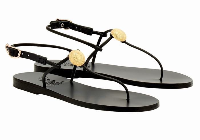 Ancient Greek Sandals Dimitra Flip Flop Women Back-Strap Sandals Black | PZX3233NQ