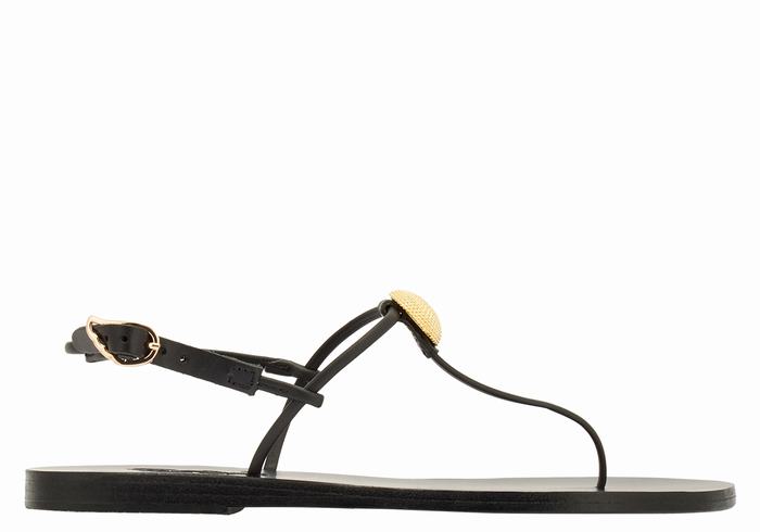 Ancient Greek Sandals Dimitra Flip Flop Women Back-Strap Sandals Black | PZX3233NQ