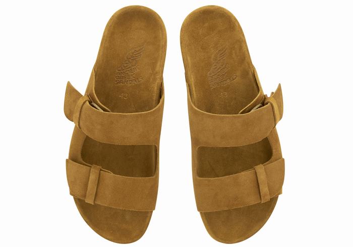 Ancient Greek Sandals Diogenis Men Slippers Brown | LVT3824PU