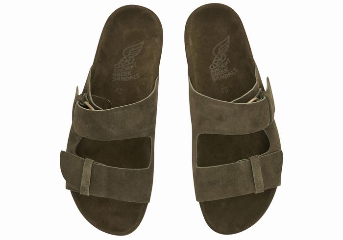 Ancient Greek Sandals Diogenis Men Slippers Dark Green | HXZ4057VB