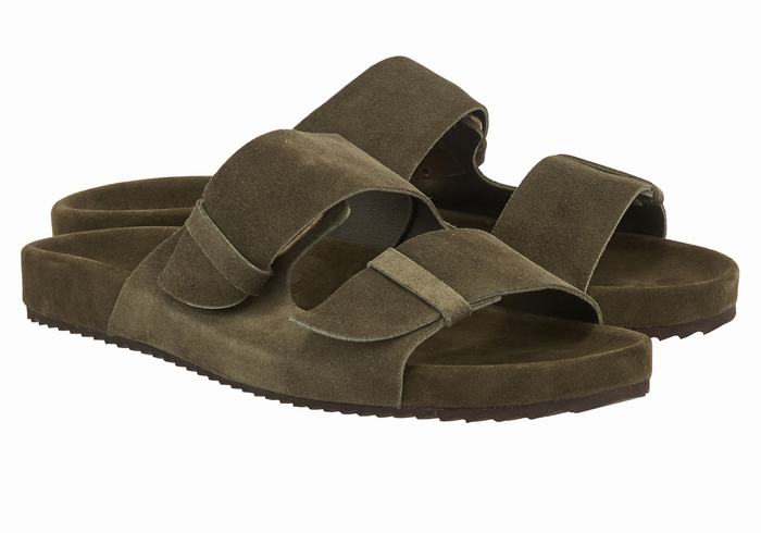 Ancient Greek Sandals Diogenis Men Slippers Dark Green | HXZ4057VB