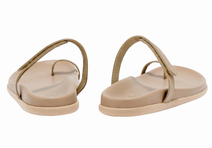 Ancient Greek Sandals Dokos Women Toe-Post Sandals Grey Brown | TNI349UU