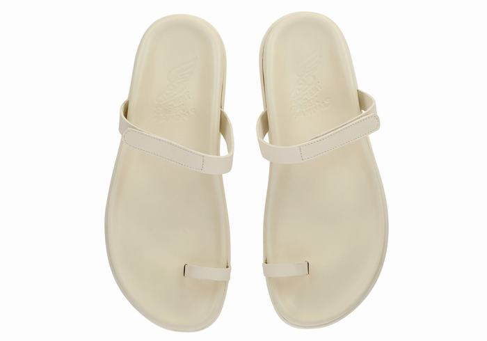 Ancient Greek Sandals Dokos Women Toe-Post Sandals White | PEZ3120NQ