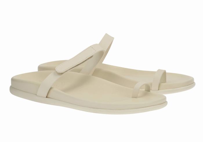 Ancient Greek Sandals Dokos Women Toe-Post Sandals White | PEZ3120NQ