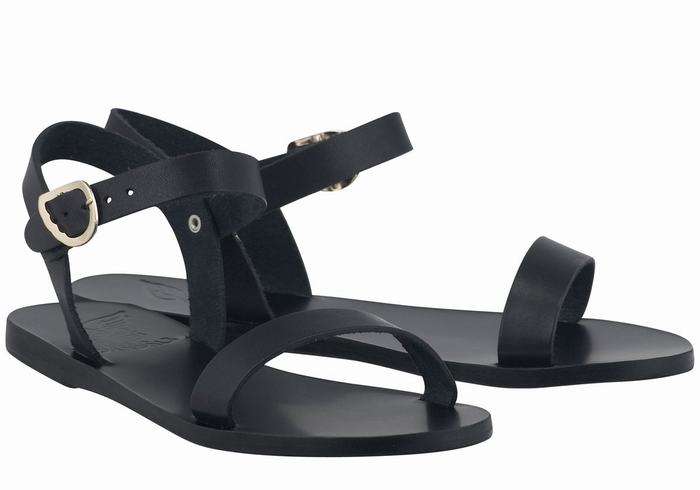 Ancient Greek Sandals Drama New Leather Women Casual Sandals Black | DFT2523HT