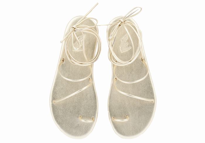 Ancient Greek Sandals Du Women Toe-Post Sandals Gold White | EFZ6840EJ