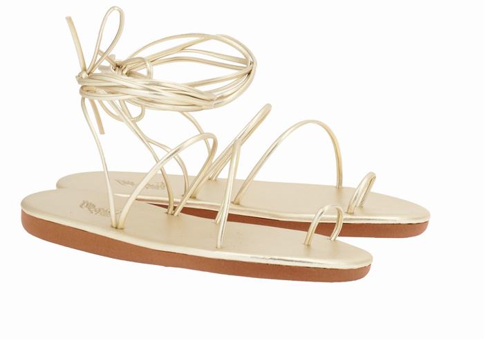 Ancient Greek Sandals Du Women Toe-Post Sandals Gold White | EFZ6840EJ