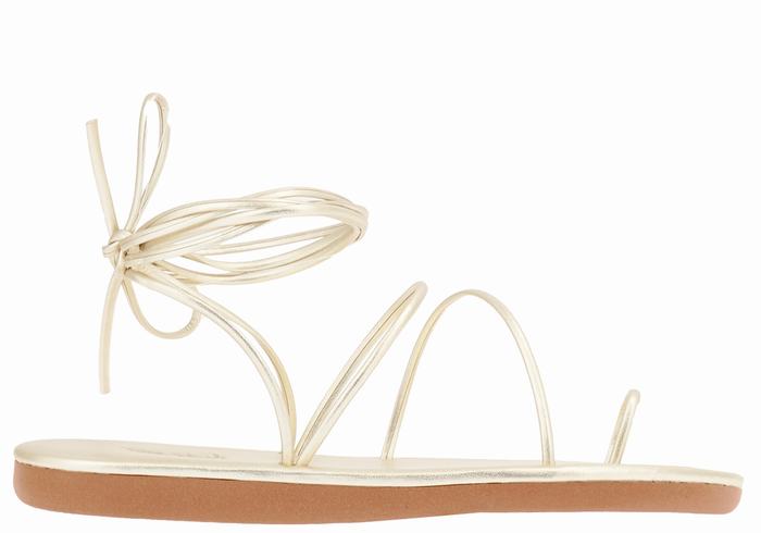 Ancient Greek Sandals Du Women Toe-Post Sandals Gold White | EFZ6840EJ