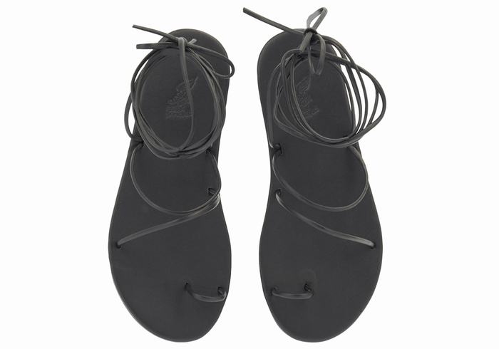 Ancient Greek Sandals Du Women Toe-Post Sandals Black | TQV2542IU