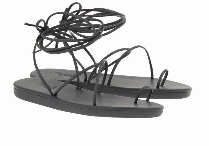 Ancient Greek Sandals Du Women Toe-Post Sandals Black | TQV2542IU