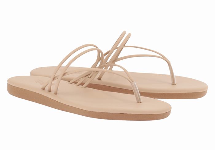 Ancient Greek Sandals E Women Flip Flops Beige | JWH9512VQ