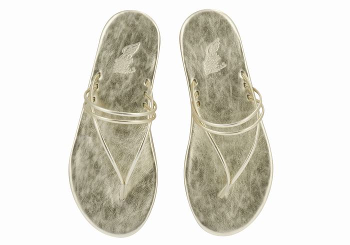 Ancient Greek Sandals E Women Flip Flops Gold White | EMG188TI