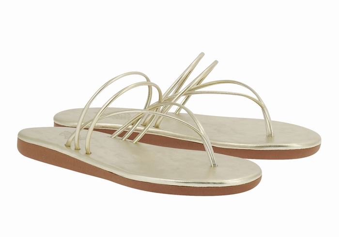 Ancient Greek Sandals E Women Flip Flops Gold White | EMG188TI