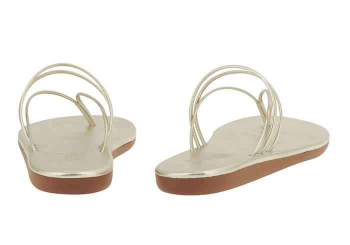 Ancient Greek Sandals E Women Flip Flops Gold White | EMG188TI