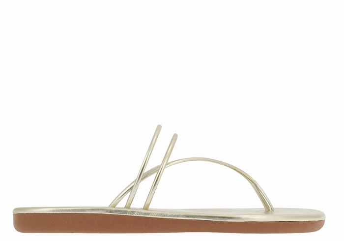 Ancient Greek Sandals E Women Flip Flops Gold White | EMG188TI