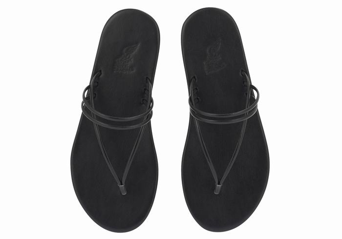 Ancient Greek Sandals E Women Flip Flops Black | QXN5919CK