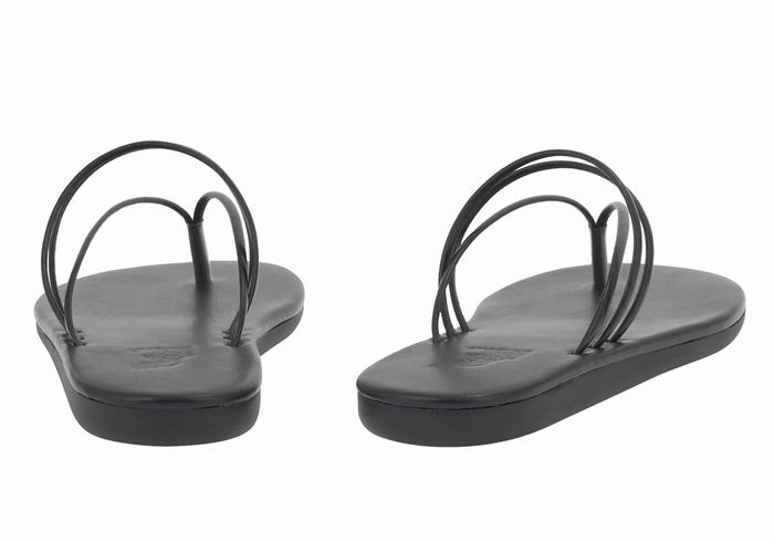 Ancient Greek Sandals E Women Flip Flops Black | QXN5919CK