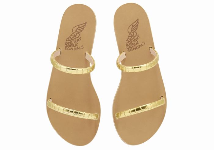 Ancient Greek Sandals Echidna Women Slide Sandals Gold | ZFX82LE