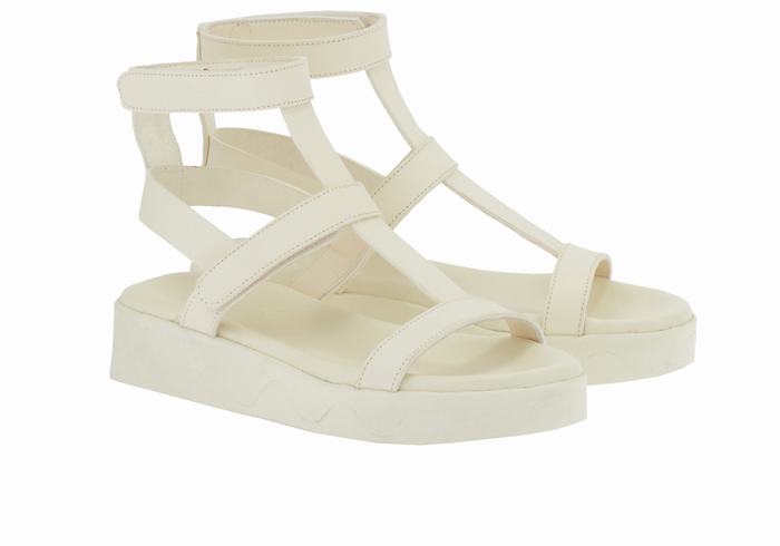 Ancient Greek Sandals Efrosini Leather Women Platform Sandals White | CDC4137BC