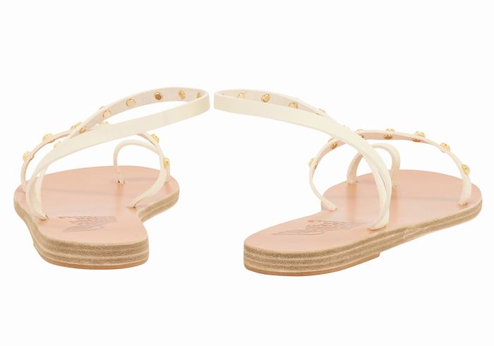 Ancient Greek Sandals Eleftheria Bee Women Toe-Post Sandals White | LNK2435LG