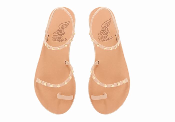 Ancient Greek Sandals Eleftheria Bee Women Toe-Post Sandals Beige | WTZ1955QU