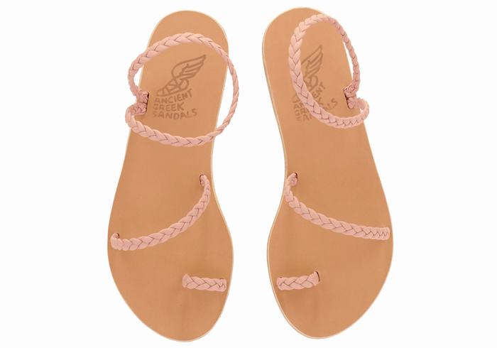 Ancient Greek Sandals Eleftheria Leather Women Braided Sandals Pink | XNT6277UP