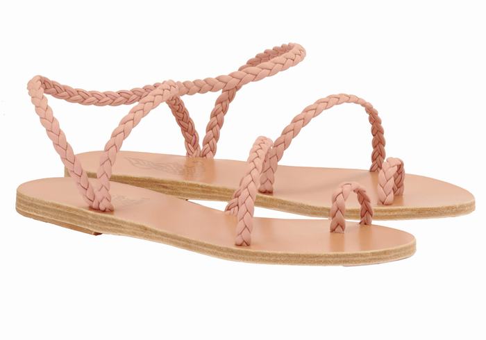 Ancient Greek Sandals Eleftheria Leather Women Braided Sandals Pink | XNT6277UP