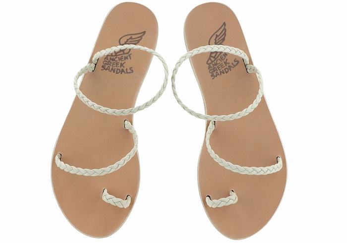 Ancient Greek Sandals Eleftheria Leather Women Braided Sandals White | GEE1281BB