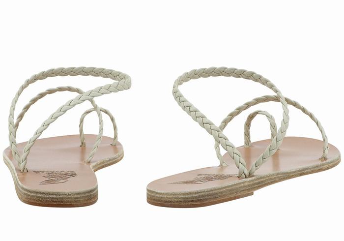 Ancient Greek Sandals Eleftheria Leather Women Braided Sandals White | GEE1281BB