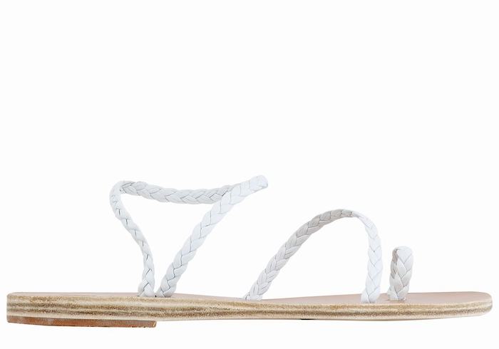 Ancient Greek Sandals Eleftheria Leather Women Braided Sandals White | VAD8942QF