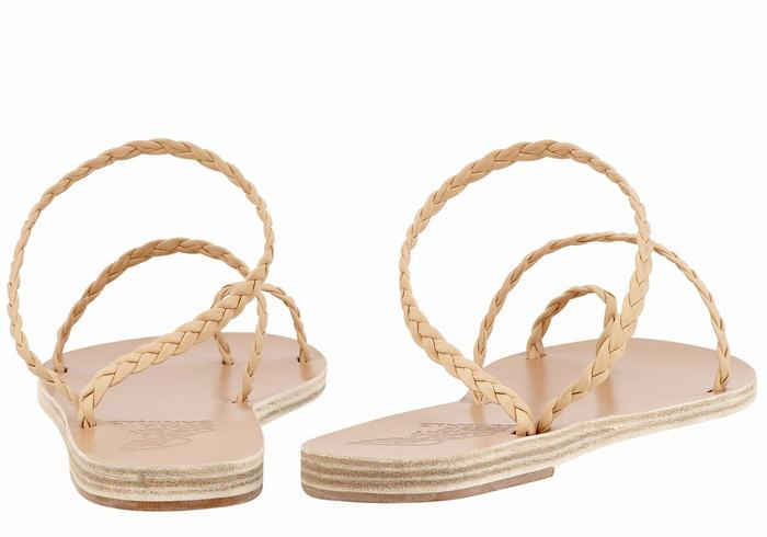 Ancient Greek Sandals Eleftheria Leather Women Braided Sandals Beige | ROT1379KP