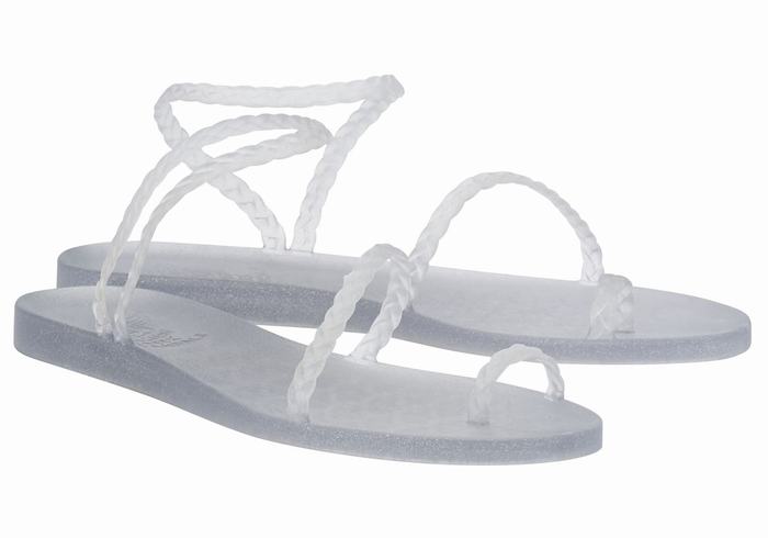 Ancient Greek Sandals Eleftheria Women Braided Sandals Grey Silver | REB7297RT