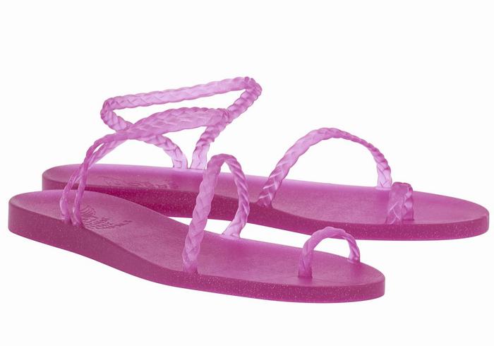 Ancient Greek Sandals Eleftheria Women Braided Sandals Purple | OMD3666RT