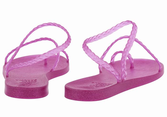 Ancient Greek Sandals Eleftheria Women Braided Sandals Purple | OMD3666RT