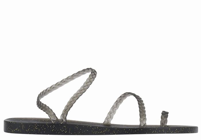 Ancient Greek Sandals Eleftheria Women Braided Sandals Black Gold | YDJ789HA