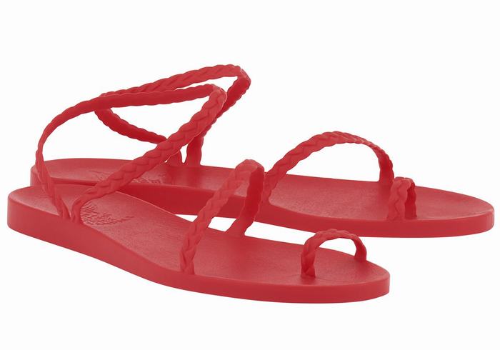 Ancient Greek Sandals Eleftheria Women Braided Sandals Red | AUX3329UP