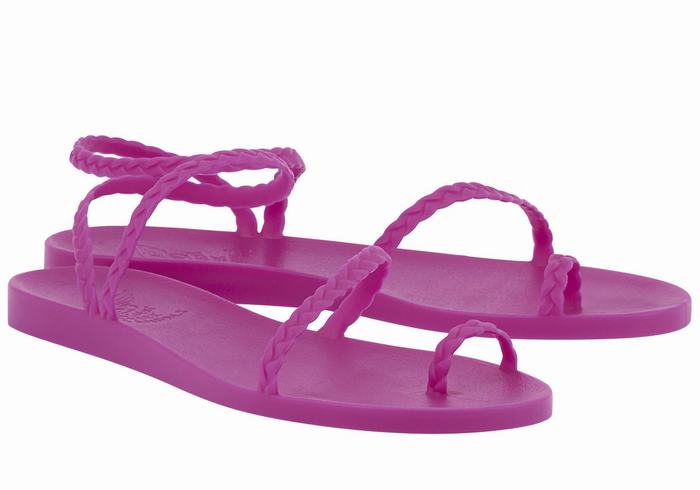 Ancient Greek Sandals Eleftheria Women Braided Sandals Purple | FYY6214FX