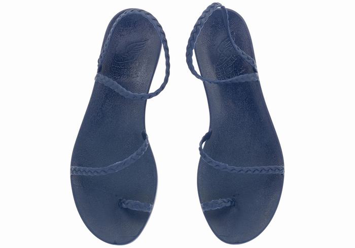 Ancient Greek Sandals Eleftheria Women Braided Sandals Dark Blue | OJU4955HO