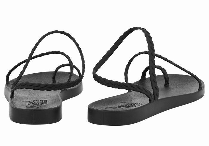 Ancient Greek Sandals Eleftheria Women Braided Sandals Black | OON3418CD