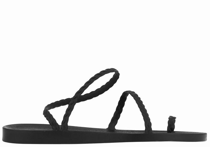 Ancient Greek Sandals Eleftheria Women Braided Sandals Black | OON3418CD