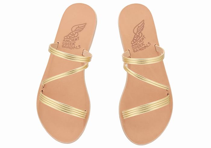 Ancient Greek Sandals Ermodiki Women Slide Sandals Gold | TER5091DJ