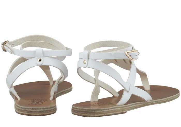 Ancient Greek Sandals Estia Leather Women Ankle Strap Sandals White | GNH2568OL