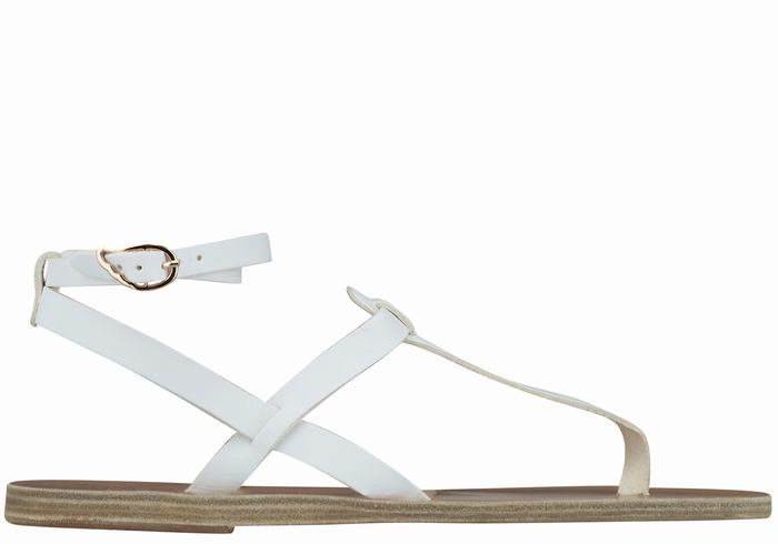 Ancient Greek Sandals Estia Leather Women Ankle Strap Sandals White | GNH2568OL