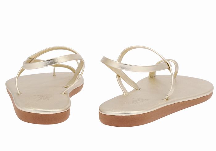 Ancient Greek Sandals Euterpe Women Toe-Post Sandals Gold White | VFQ5318HB