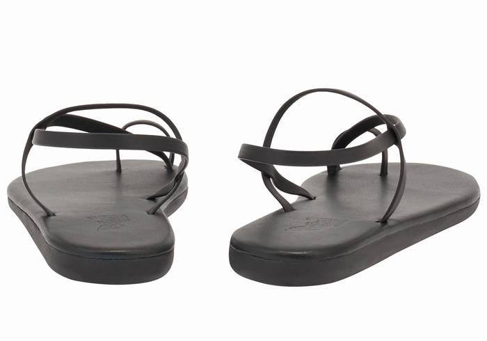 Ancient Greek Sandals Euterpe Women Toe-Post Sandals Black | USC533RD