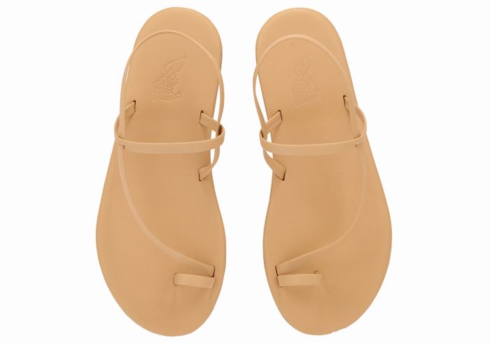 Ancient Greek Sandals Euterpe Women Toe-Post Sandals Beige | KTV1121UT