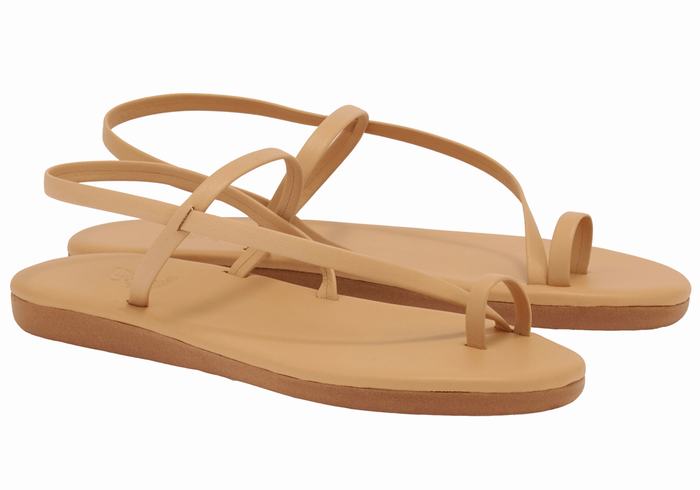 Ancient Greek Sandals Euterpe Women Toe-Post Sandals Beige | KTV1121UT