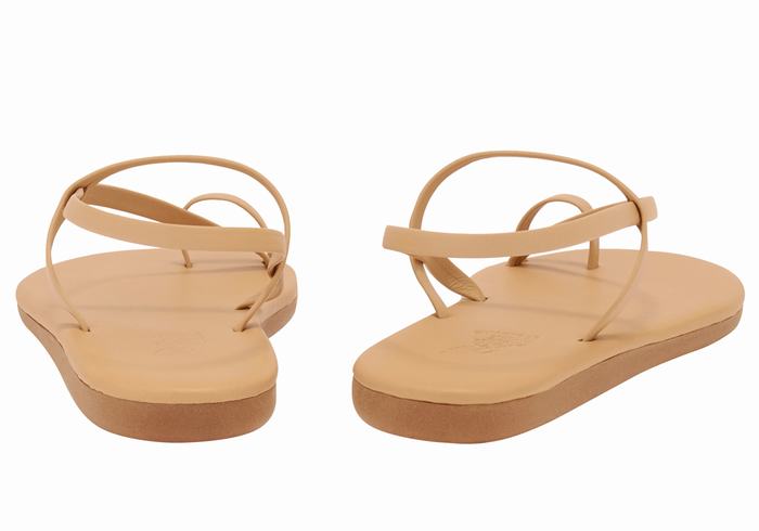 Ancient Greek Sandals Euterpe Women Toe-Post Sandals Beige | KTV1121UT